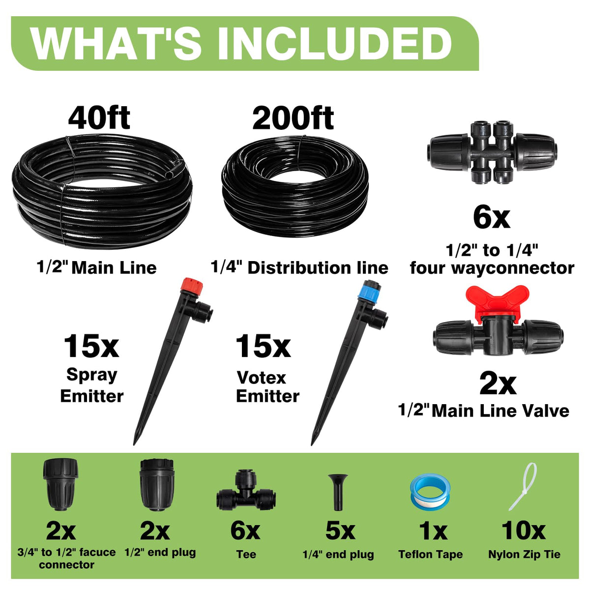 Maotong main tubing 40ft supports durable irrigation layouts.