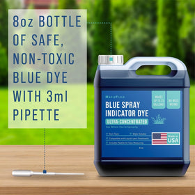 Maplefield blue spray dye with pipette to measure accurately and reduce waste.