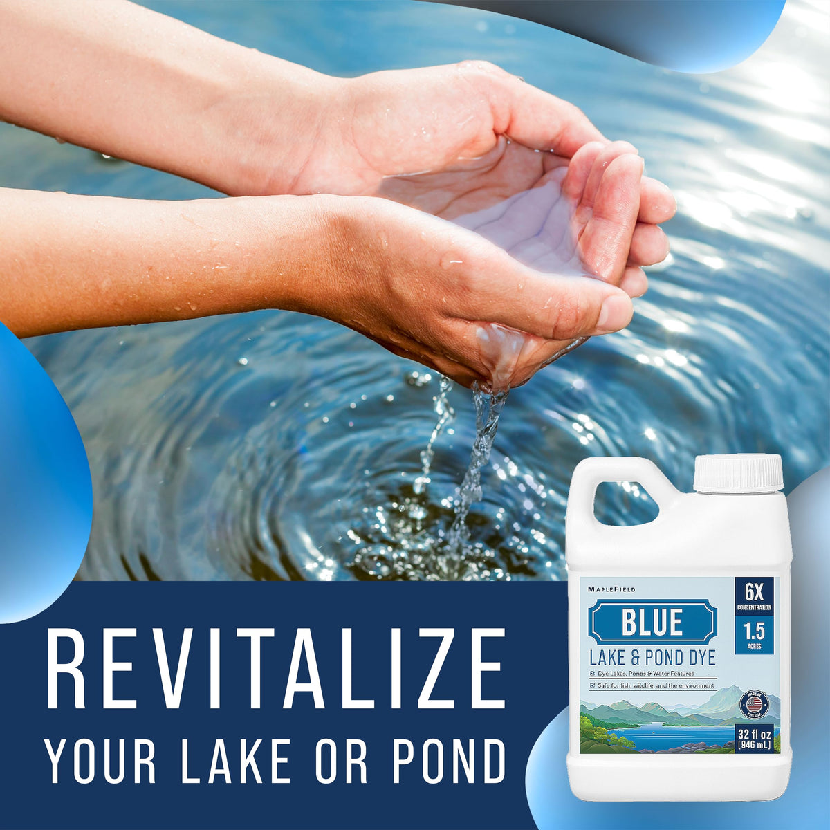 Maplefield easy-apply no-mix dye simplifies setup for vivid pond hues.