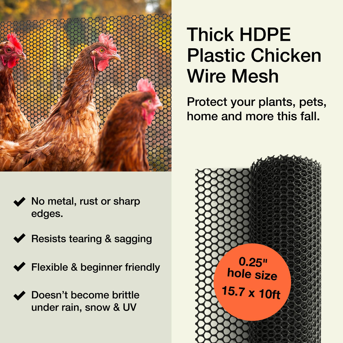 MAPORCH chicken wire fence cat netting provides discreet balcony protection for curious felines.