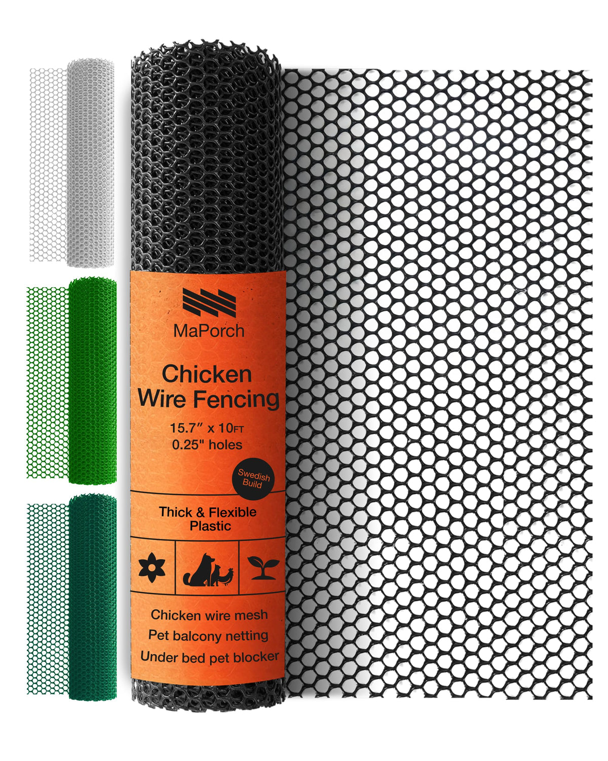 MAPORCH chicken wire fence secures dogs on balconies with chew-resistant mesh.