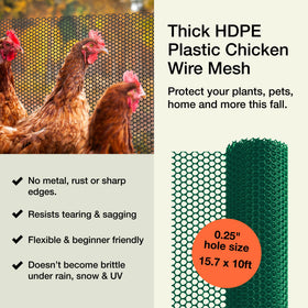 MAPORCH hunter green HDPE mesh close-up shows 0.25-inch hex holes