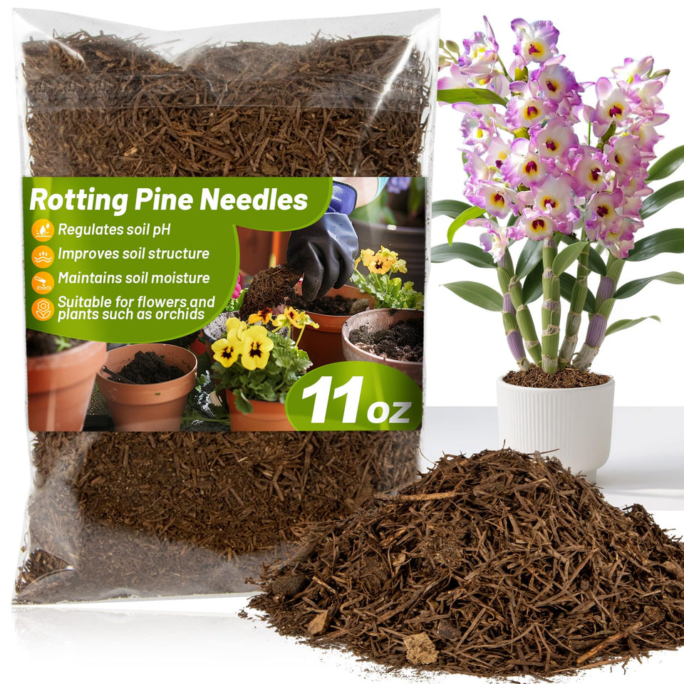MAQIHAN 11oz pine needle mulch bag for orchid care and soil nourishment.