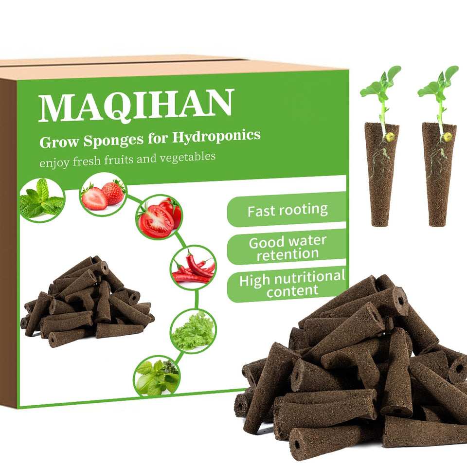 MAQIHAN 50 grow sponges seed pods promote germination in hydroponics.
