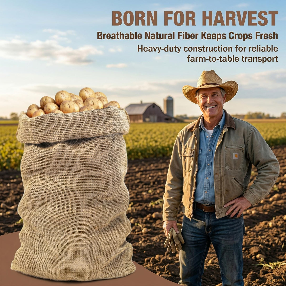 MAQIHAN burlap sack potato storage demonstrates durable, reusable storage for potatoes.