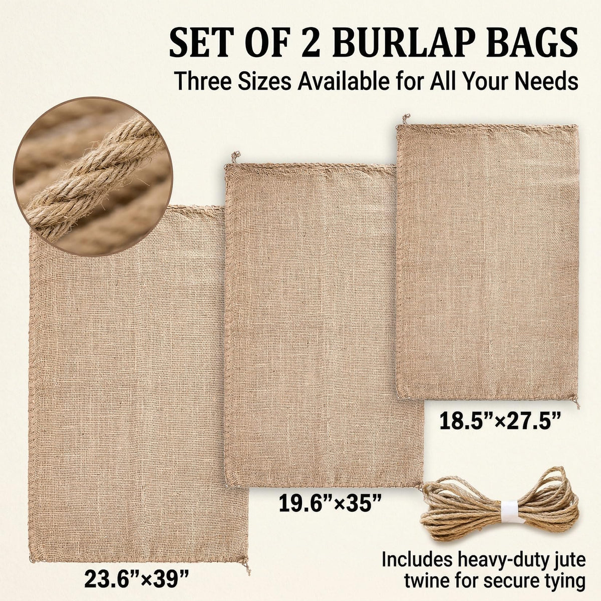 MAQIHAN burlap sack rope included enables quick setup for storage or races.