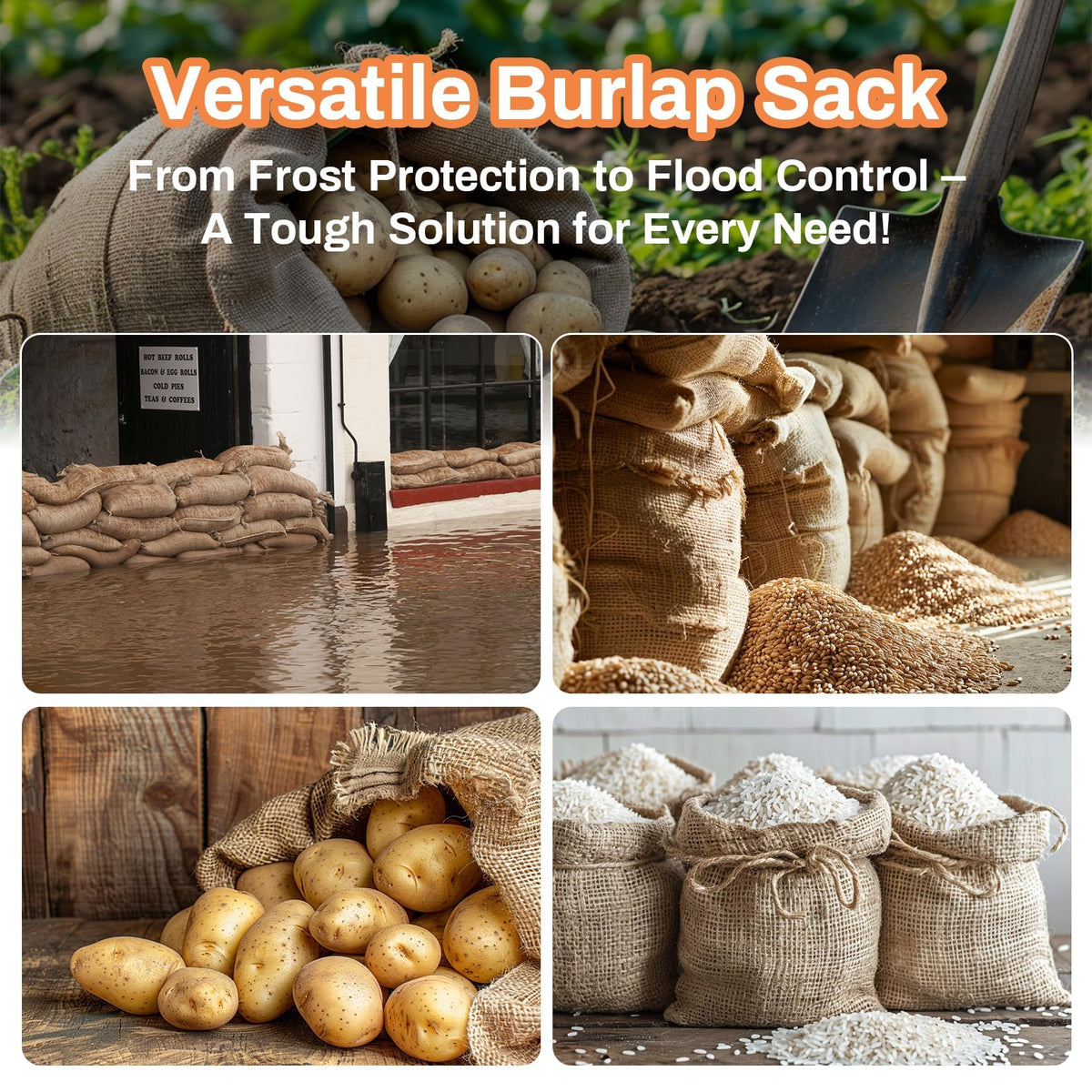 MAQIHAN burlap sack folds flat for compact storage when not in use.