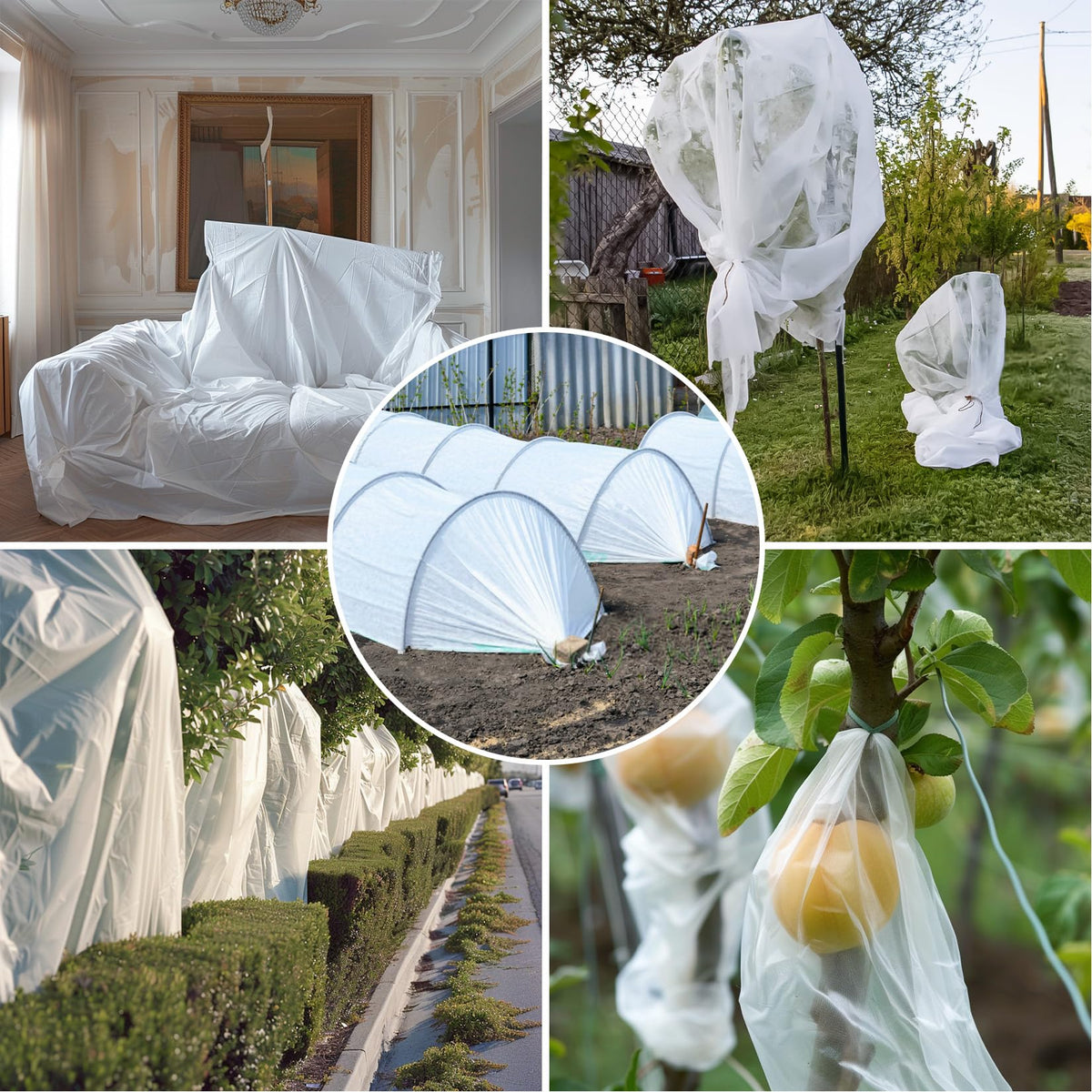 MAQIHAN cover can be secured with hoops for a customizable garden shelter