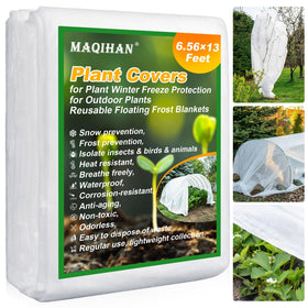 MAQIHAN plant cover 6.5 ft x 13 ft protecting crops while allowing sunlight to pass