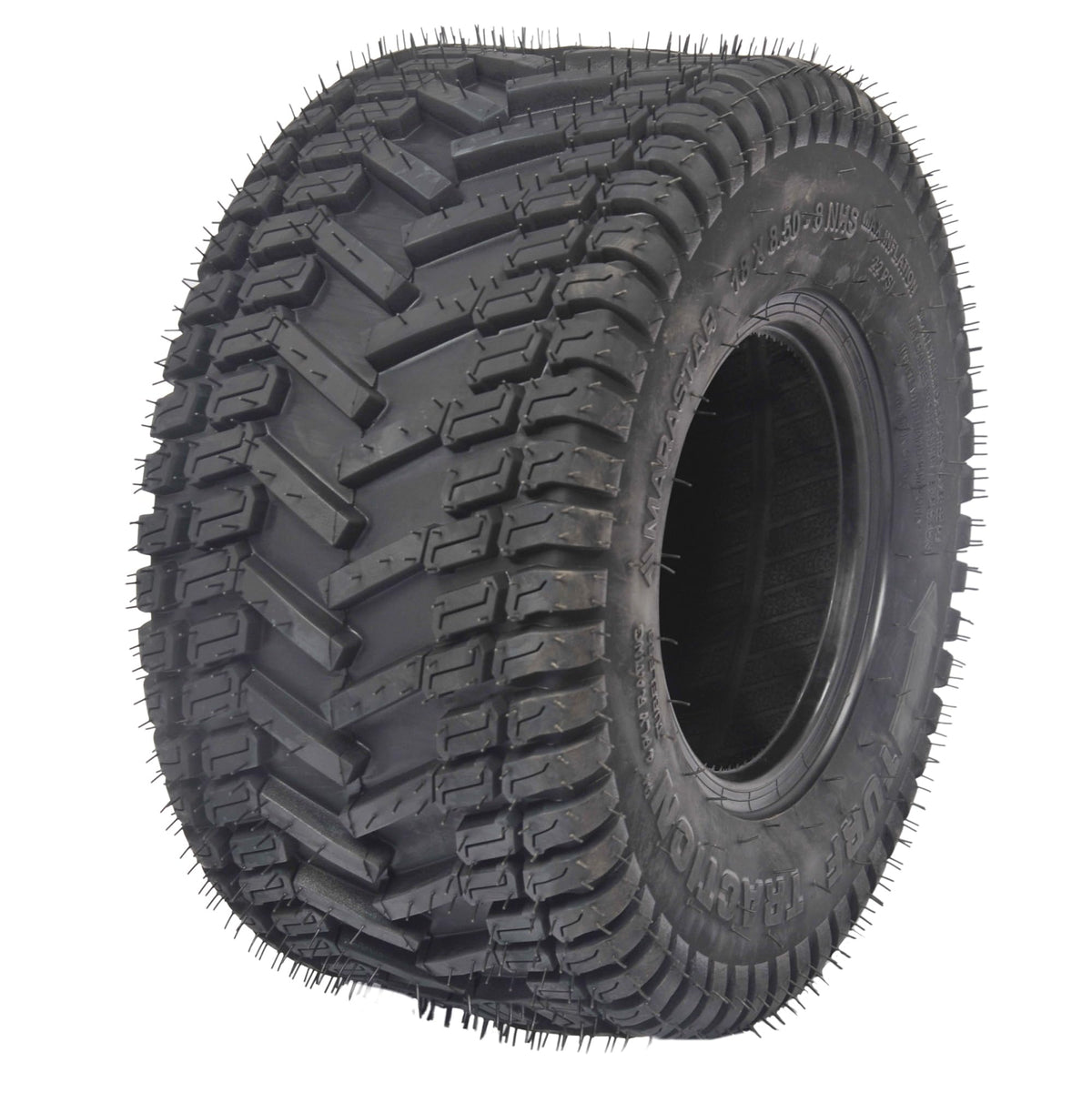Marastar Turf Traction 18x8-50-8 side view showing stability for lawn equipment