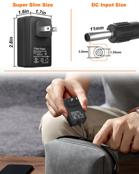 MARBERO 19V adapter 1.2m cable length provides flexible placement during use.