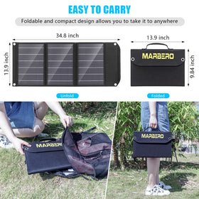MARBERO 30W folding panel angled for optimal sunlight