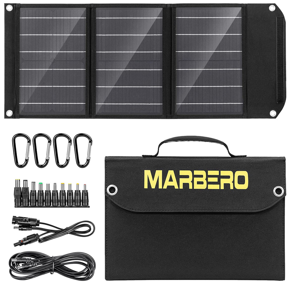 MARBERO 30W folding solar panel open ready to charge on the go