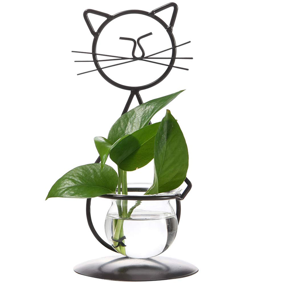 Marbrasse cat frame desktop vase adds contemporary charm and space-saving organization.
