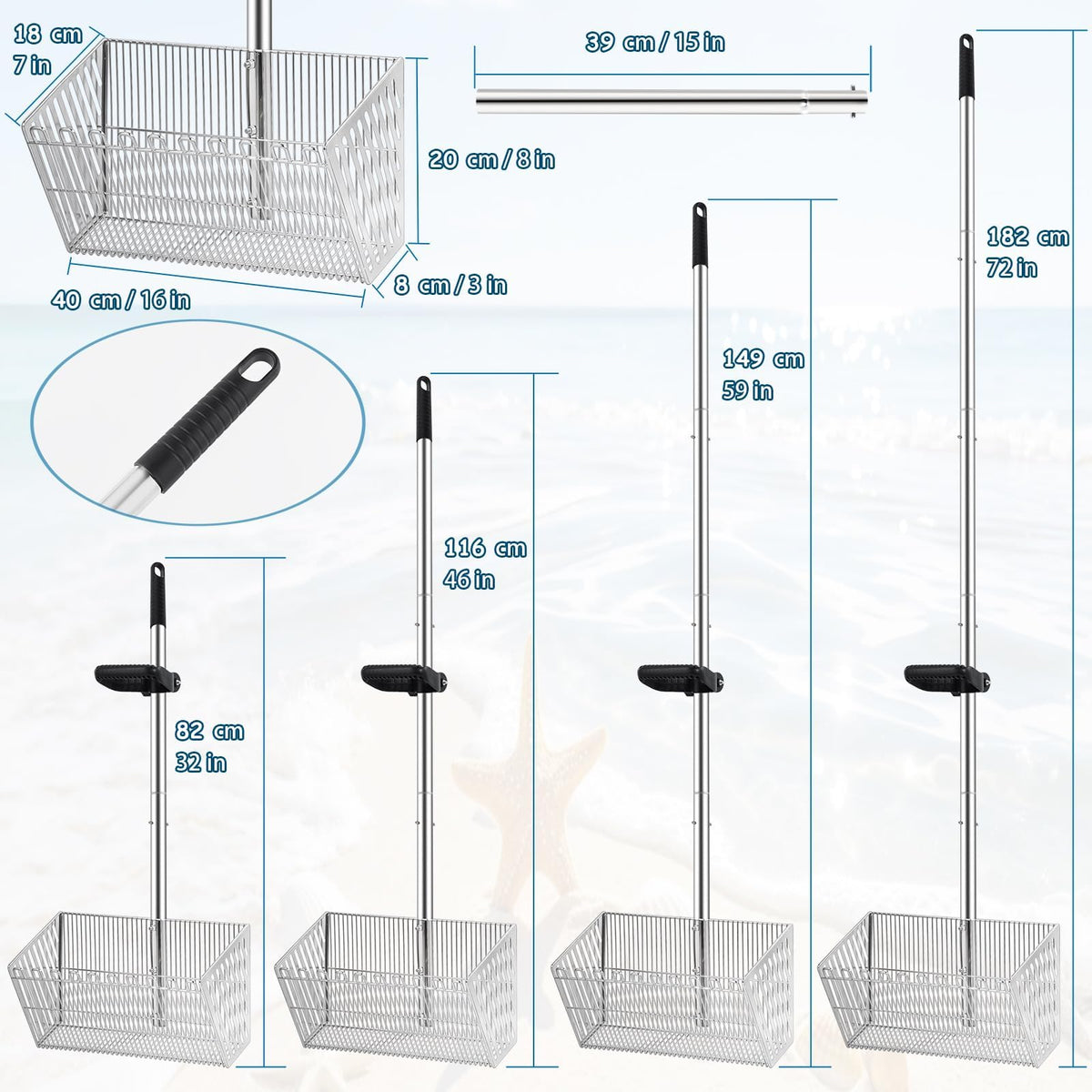 MarchingGreen detachable beach sifter featuring shark tooth design for fast sand screening.