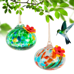 MARCHROSE two-piece glass hummingbird feeder bundle for close-up window viewing in bright gardens
