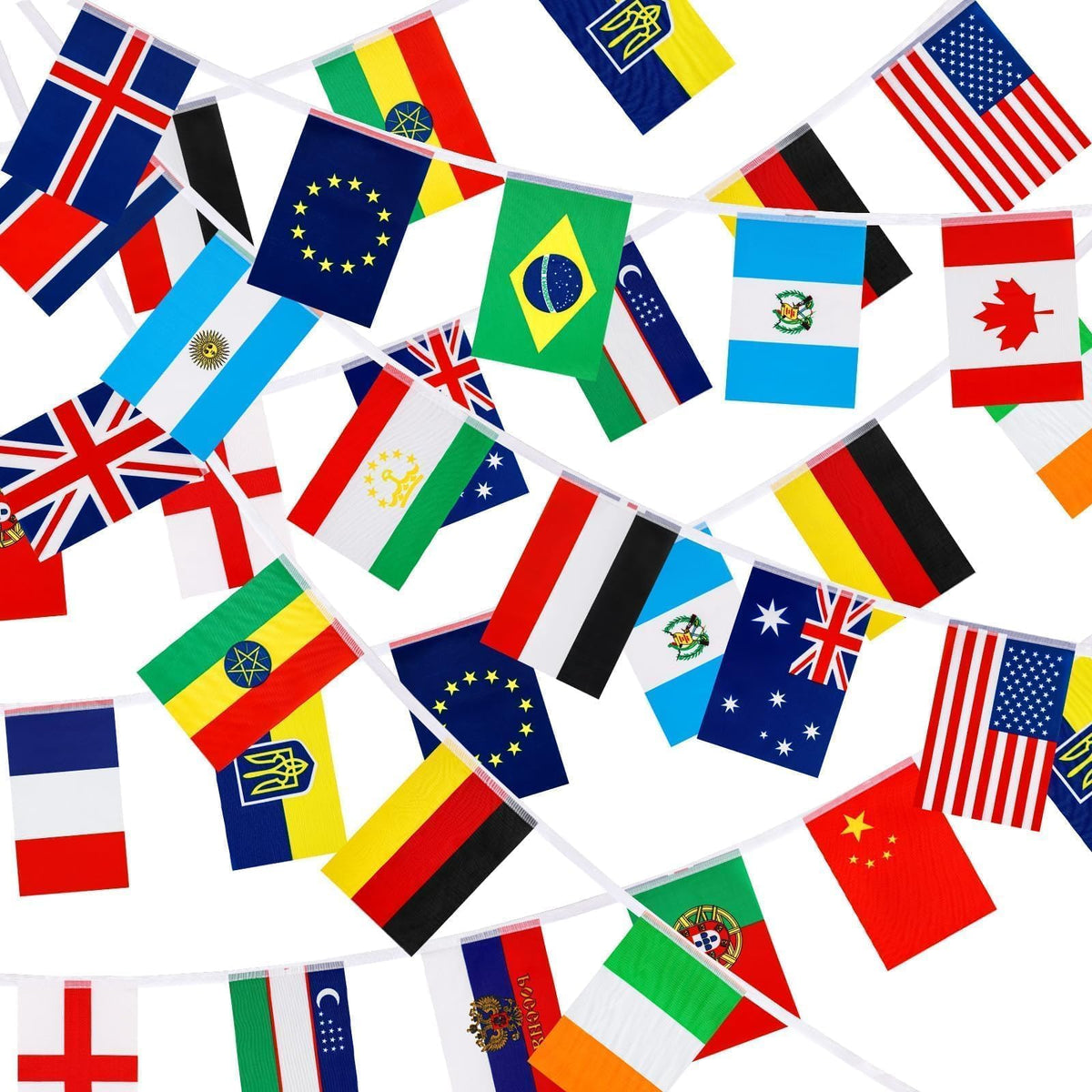 MARFOREVER 100-country flags banner for vibrant international decor at events.