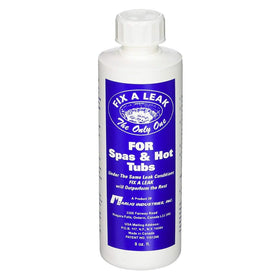 Marlig Industries Fix A Leak 8 oz bottle ready for pool leak sealing.