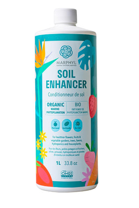 MARPHYL All-Purpose Plant Food bottle label highlighting organic nutrients for steady growth.