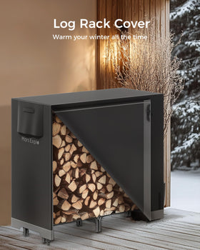 Mars Explo firewood cover protecting wood from weather and moisture.