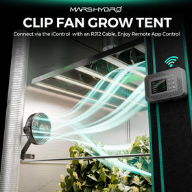 Mars Hydro M6 clip fan shows 45° to 90° oscillation for flexible coverage