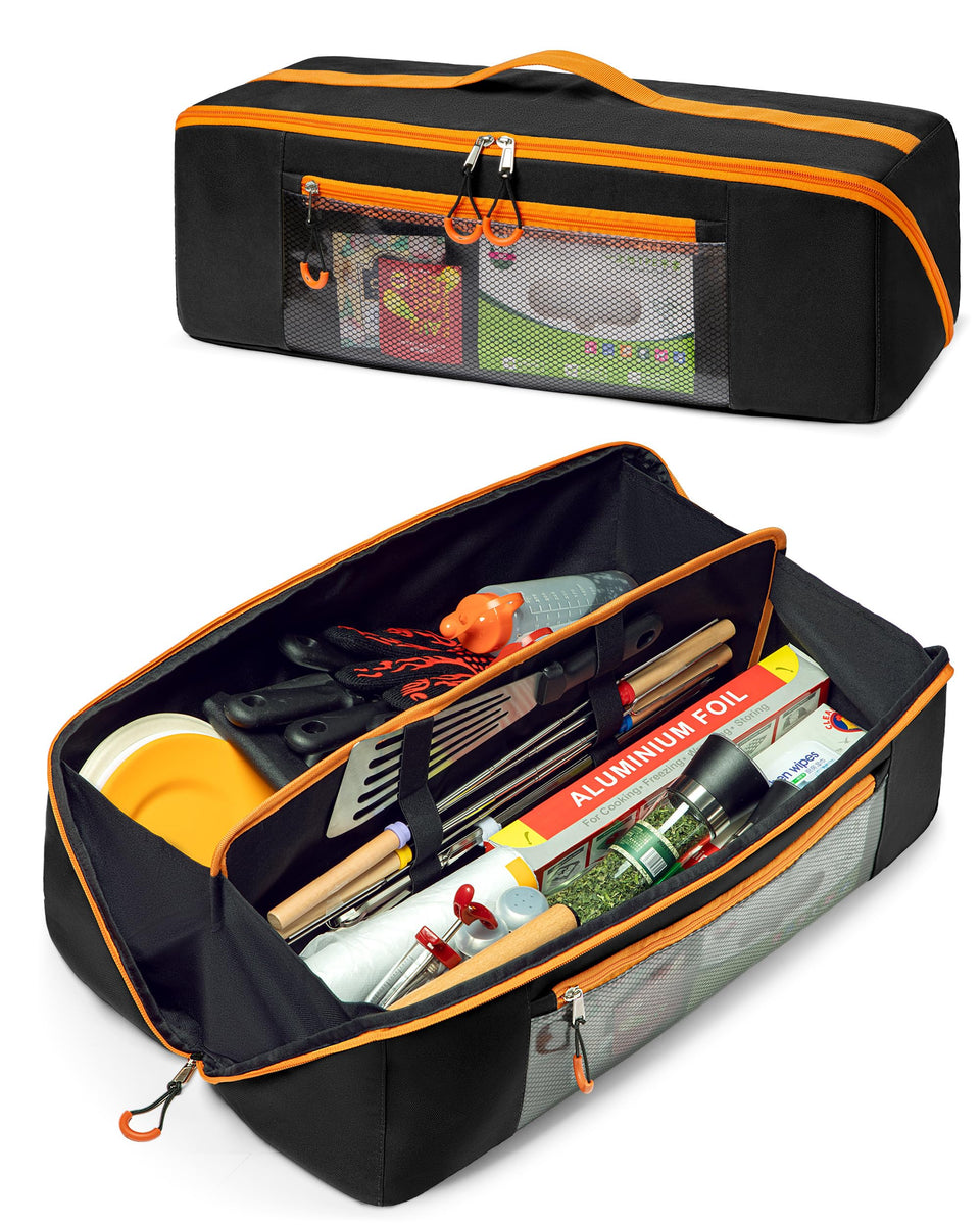 Marscamd grill tool storage bag open mouth design for quick tool access.