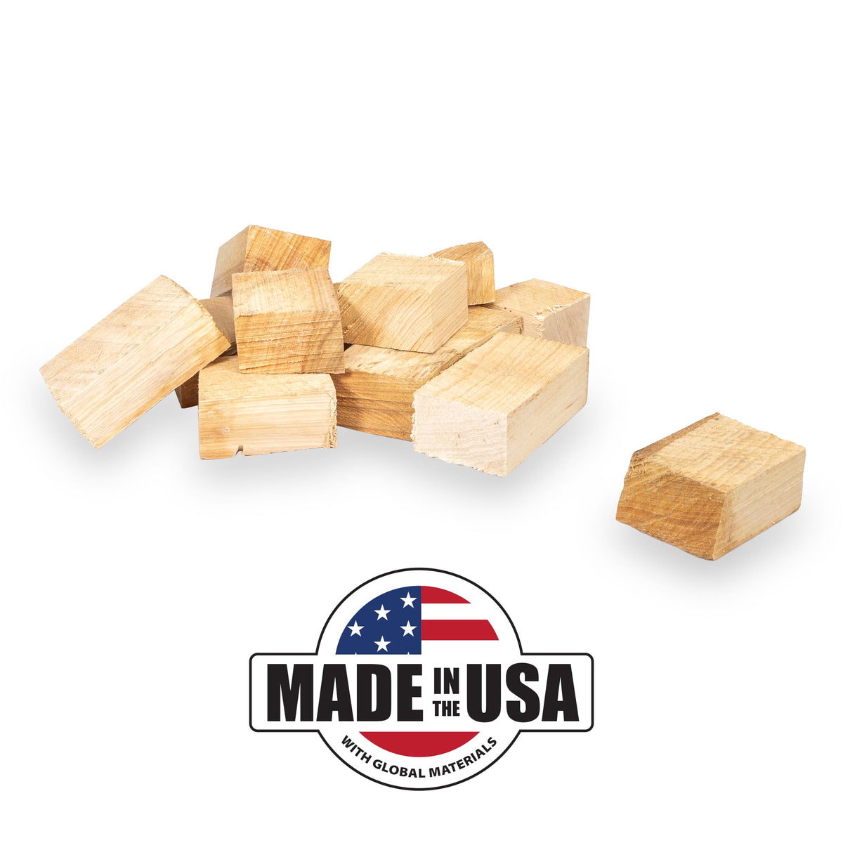 Marshalltown Arkansas Championship Hickory chunks closeup highlight natural bark and authentic texture