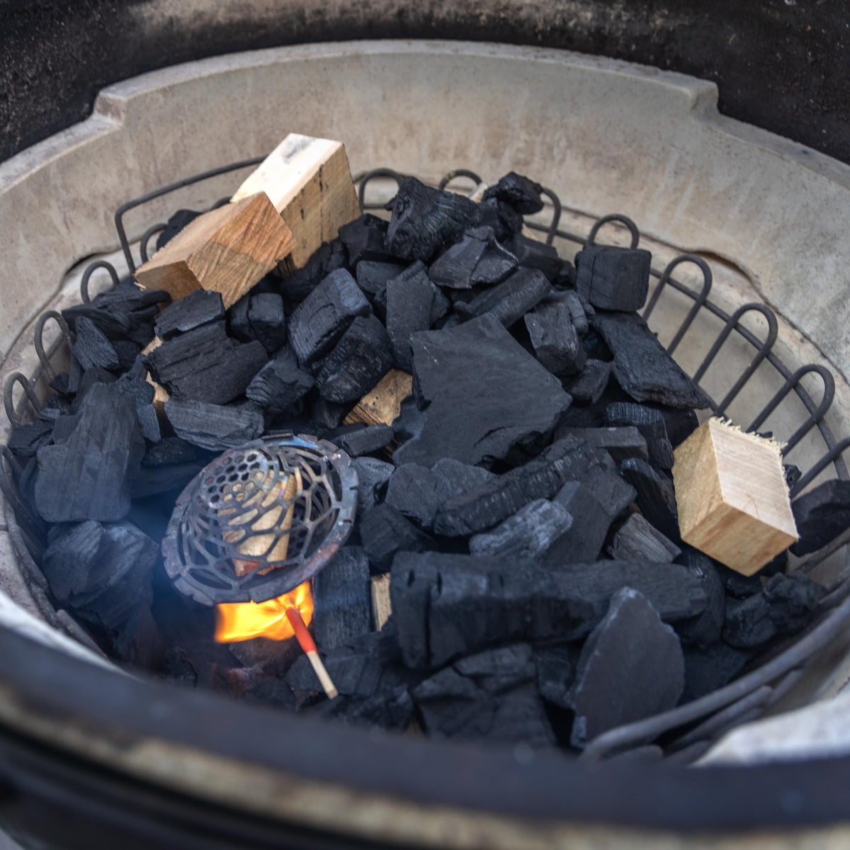 Marshalltown wood chunks ready to use directly on hot coals for immediate smoking