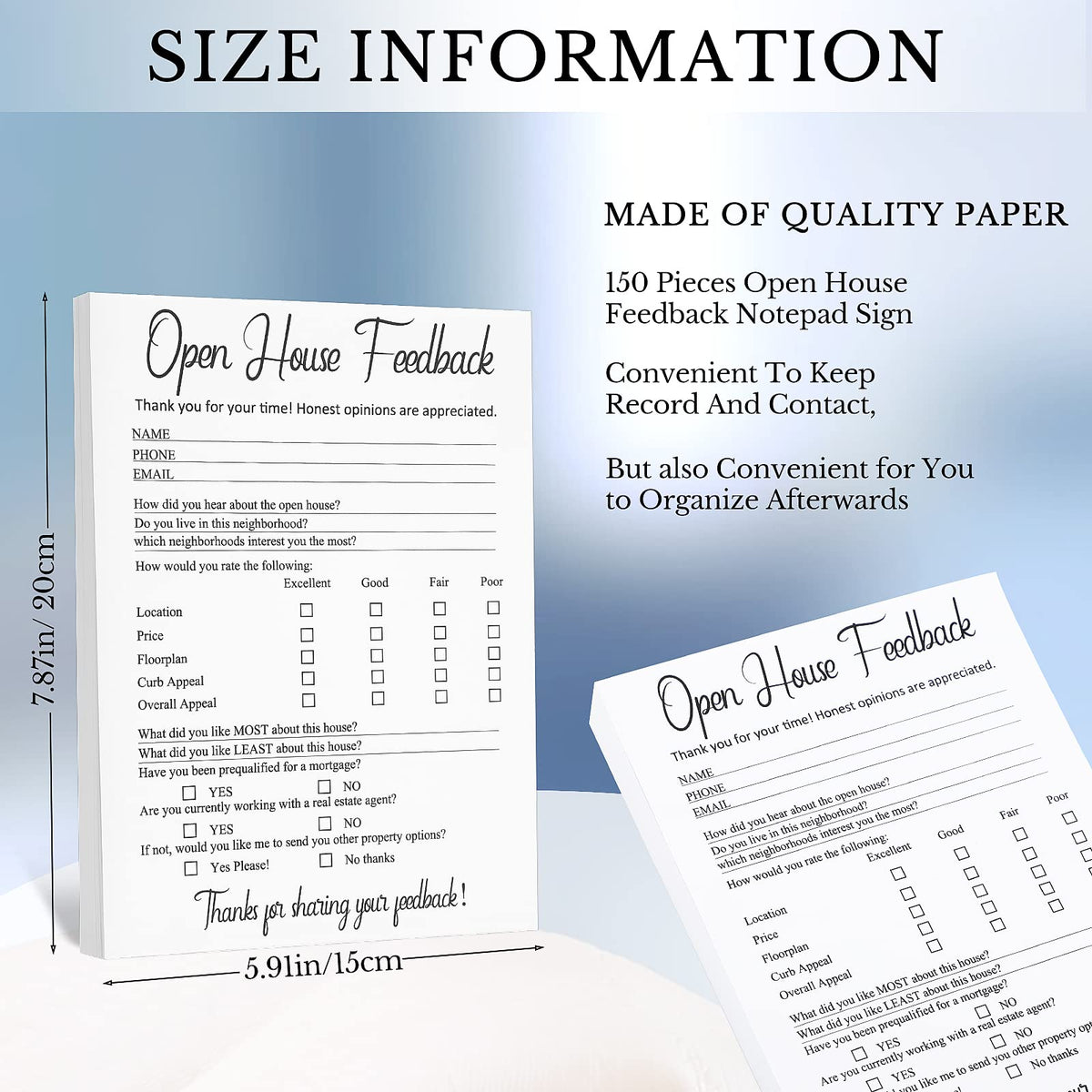 Marspark feedback notepad helps tidy visitor comments during showings