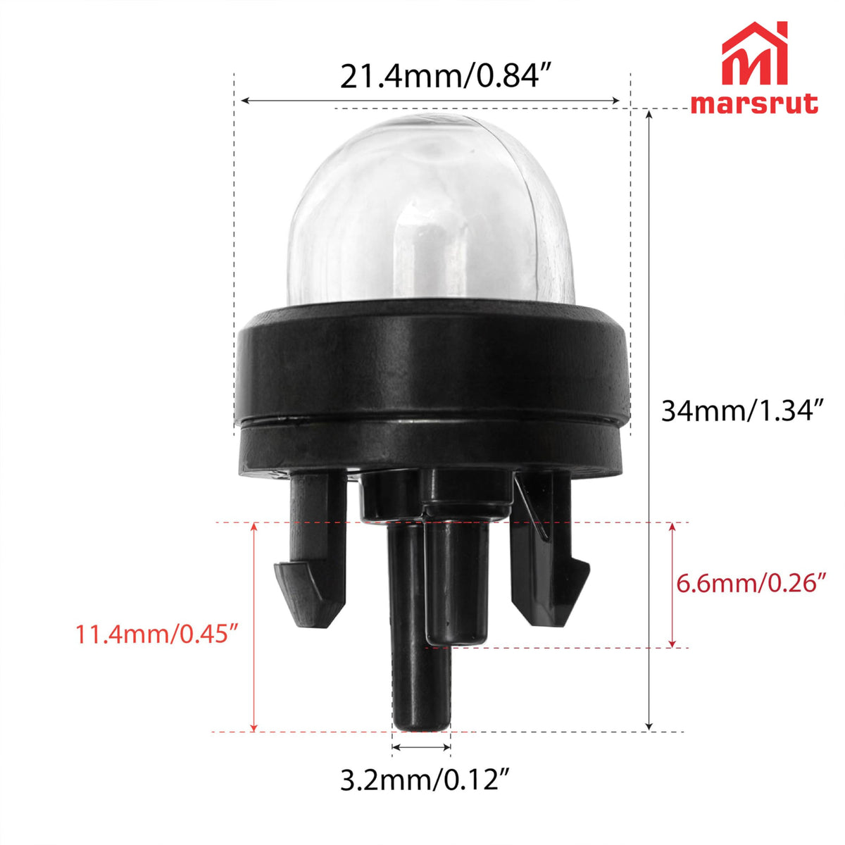 Marsrut primer purge bulb closeup shows durable plastic construction