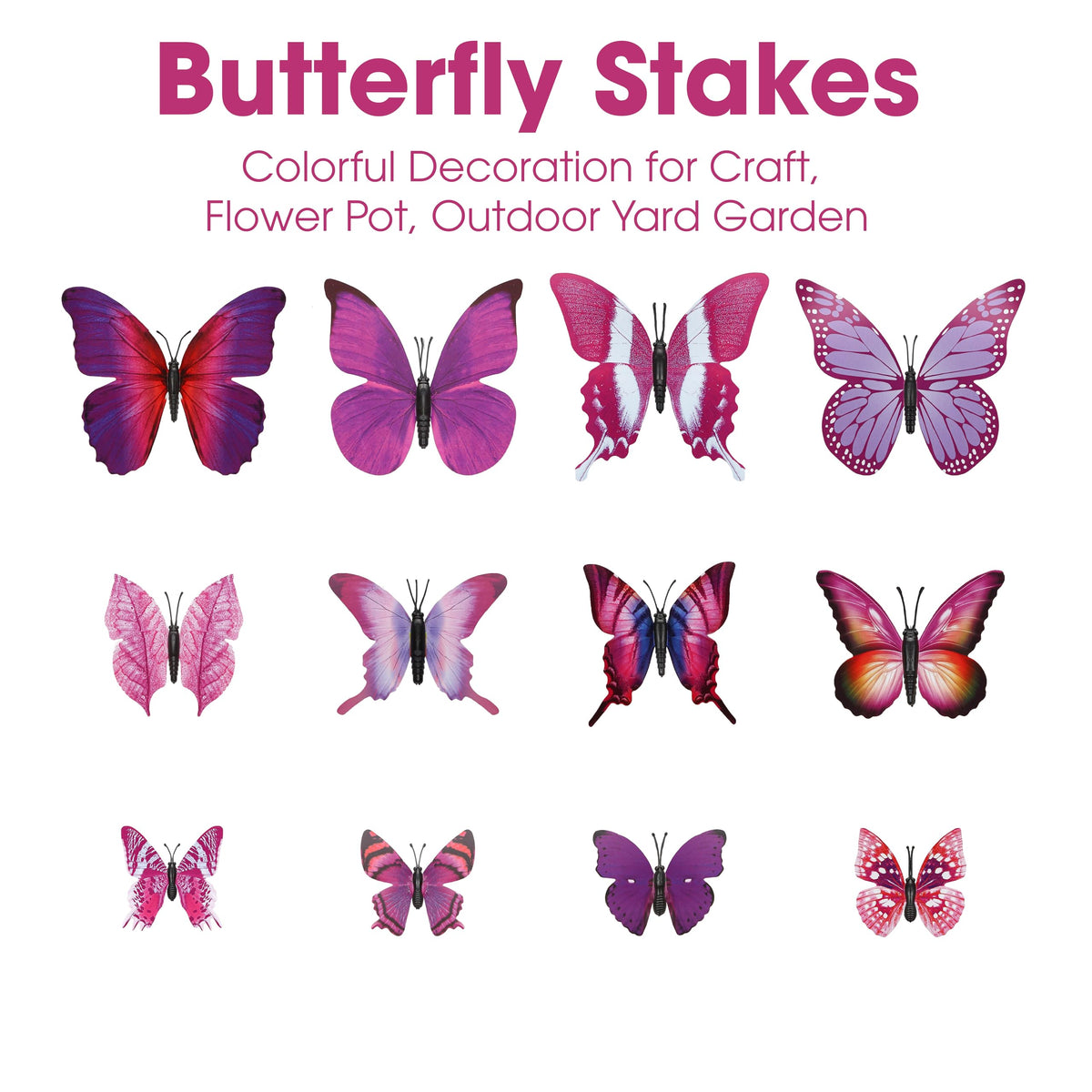 Marsrut purple butterfly stake used as wedding decor for whimsical outdoor ceremony.