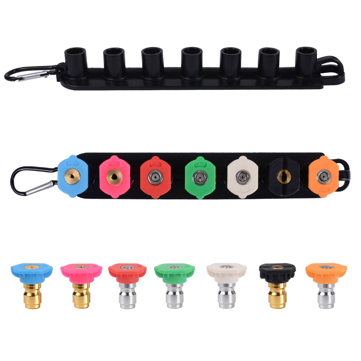 MARSTEK nozzle holder with tips organized for quick access during cleaning tasks.