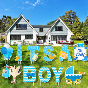 Marsui It's a Boy yard sign blue flag enhances outdoor visibility for gender reveal
