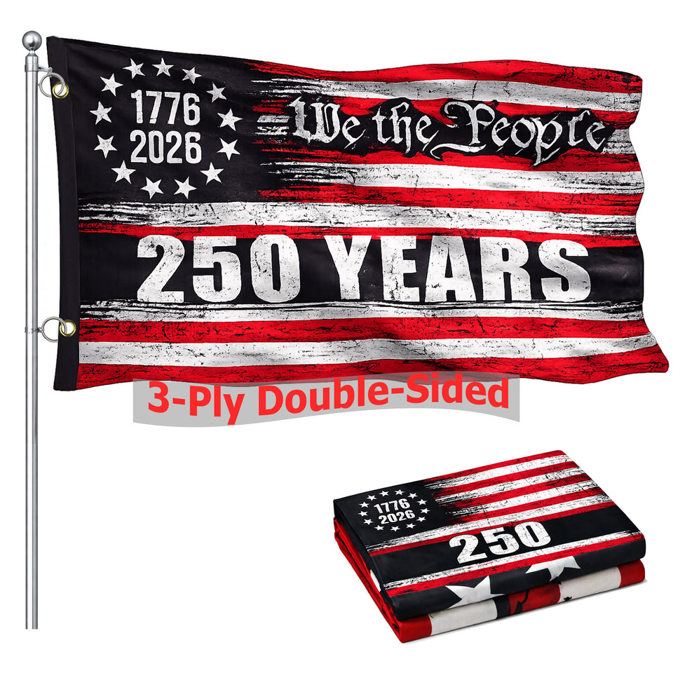 Maschsea USA 250th anniversary flag for front yard, double-sided readability from both directions.