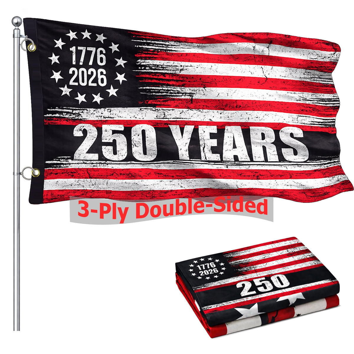 Maschsea 250th USA flag front view for vibrant front yard display