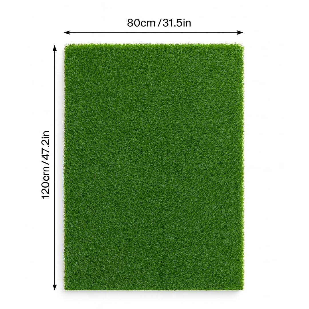 MASSTEELGER dog grass rug close-up fiber, dense blades mimic real grass feel.