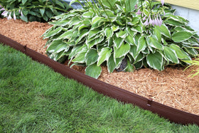 Master Mark HDPE border in brown resists weathering.