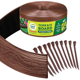 Master Mark terrace board edging coil in brown defines clean lawn borders, reduces mulch loss