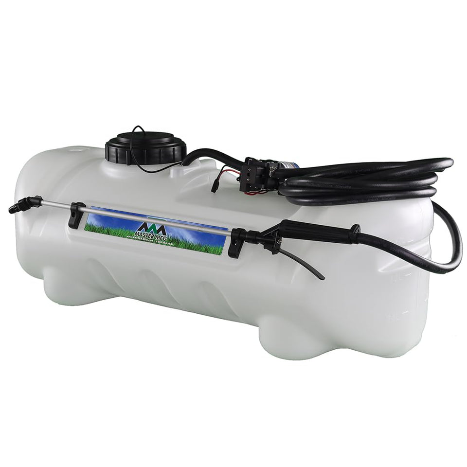 Master Mfg 15-gallon spot sprayer mounted on an ATV/UTV for precise weed control.