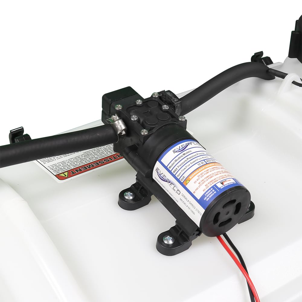 Master Mfg Everflo 1.0 GPM 12V diaphragm pump delivers reliable spraying performance.