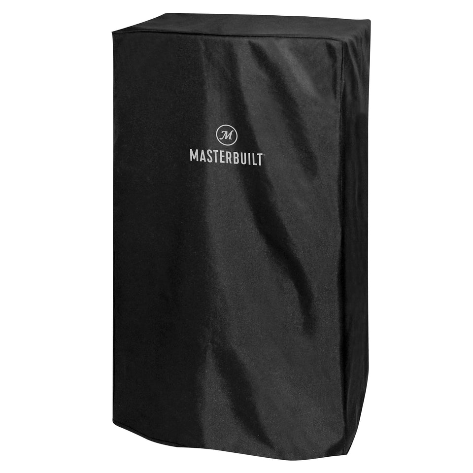 Masterbuilt 40-inch vertical smoker cover, front view, protects from rain and sun.