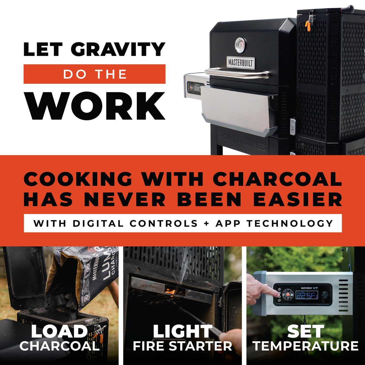 Masterbuilt Gravity 800 control panel with app connectivity for precise temp control