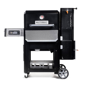Masterbuilt Gravity 800 smoker grill front view showing dual cooking surfaces