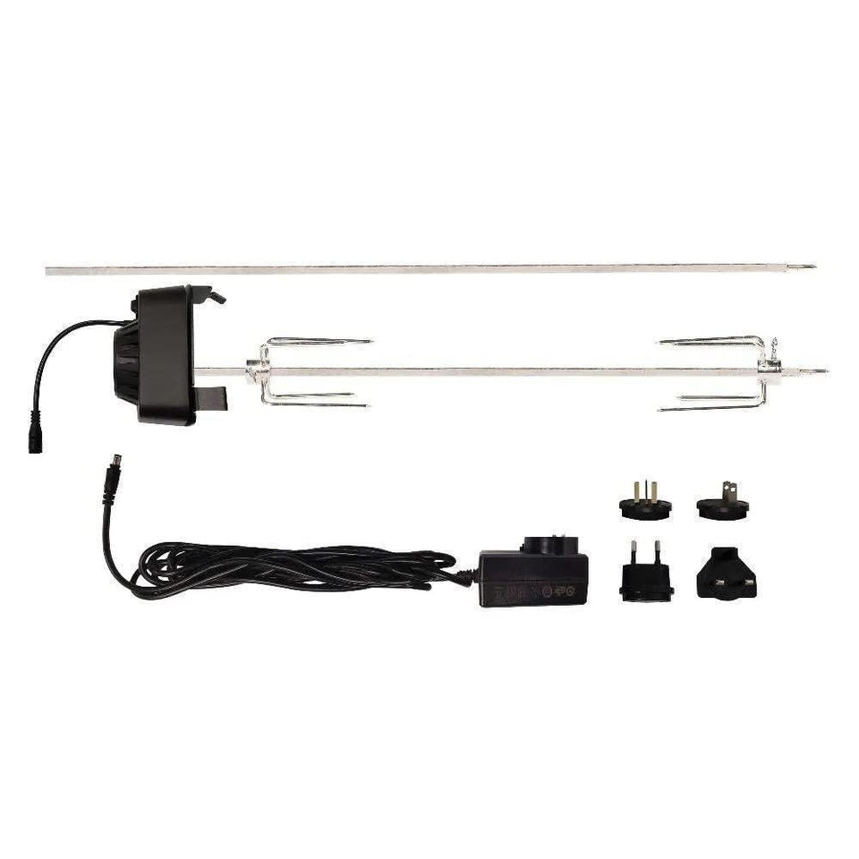 Masterbuilt Gravity Series spit rods enable even cooking of large cuts.