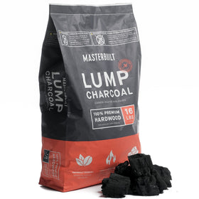 Masterbuilt lump charcoal pieces close-up highlighting clean burn and steady heat.