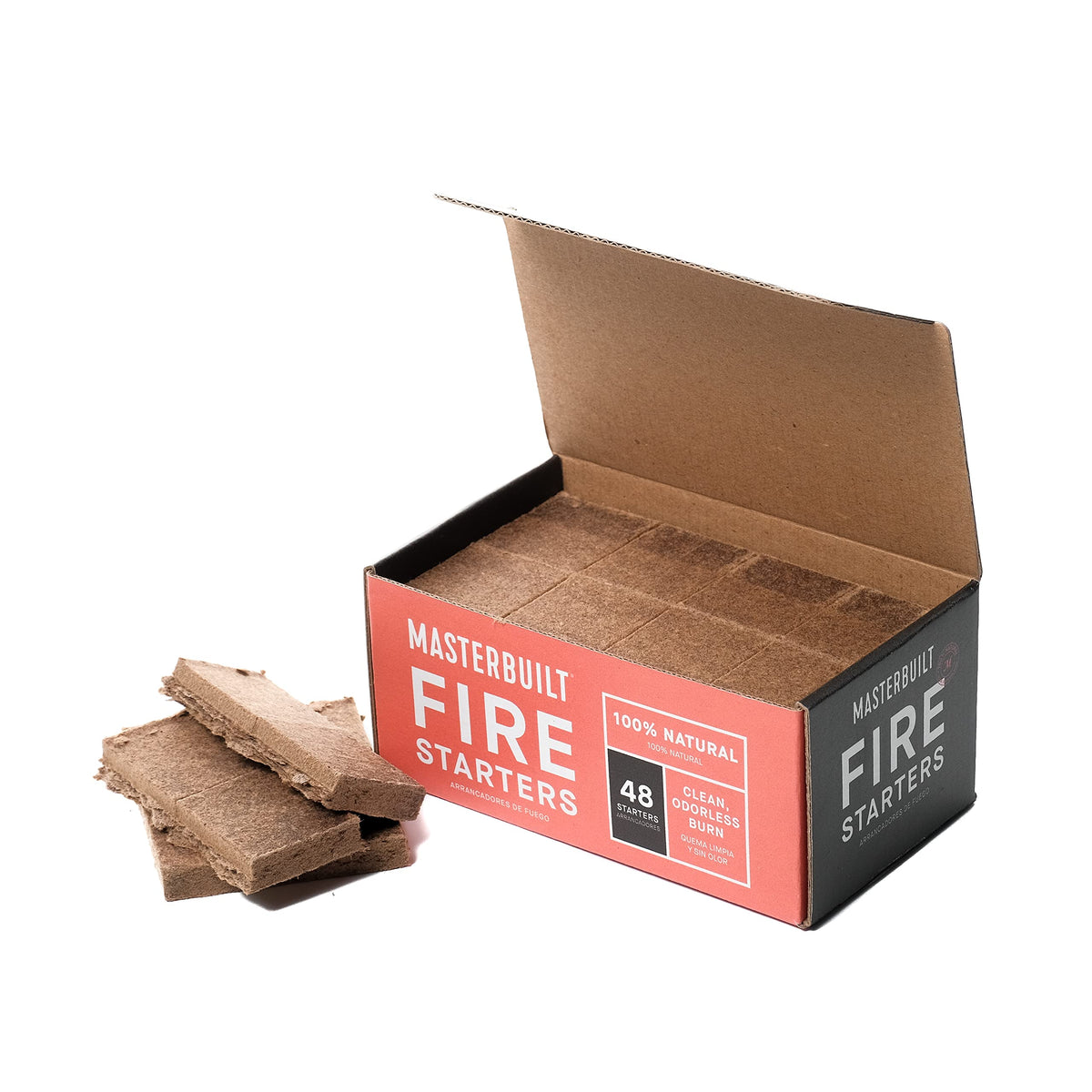 Masterbuilt Pure-Parrafin fire starters packaging for easy, odorless ignition of charcoal