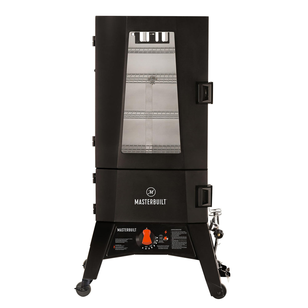 Masterbuilt ThermoTemp smoker ignition button powers quick startup.