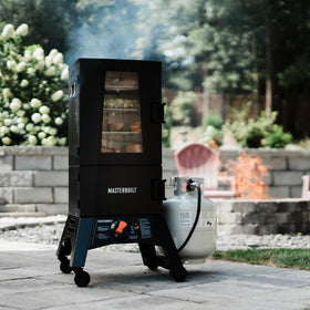 Masterbuilt smoker window lets you monitor progress without opening.