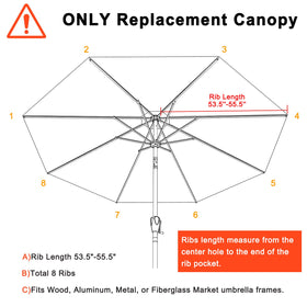 Mastercanopy 8-ribs compatibility fits standard umbrella frames securely.