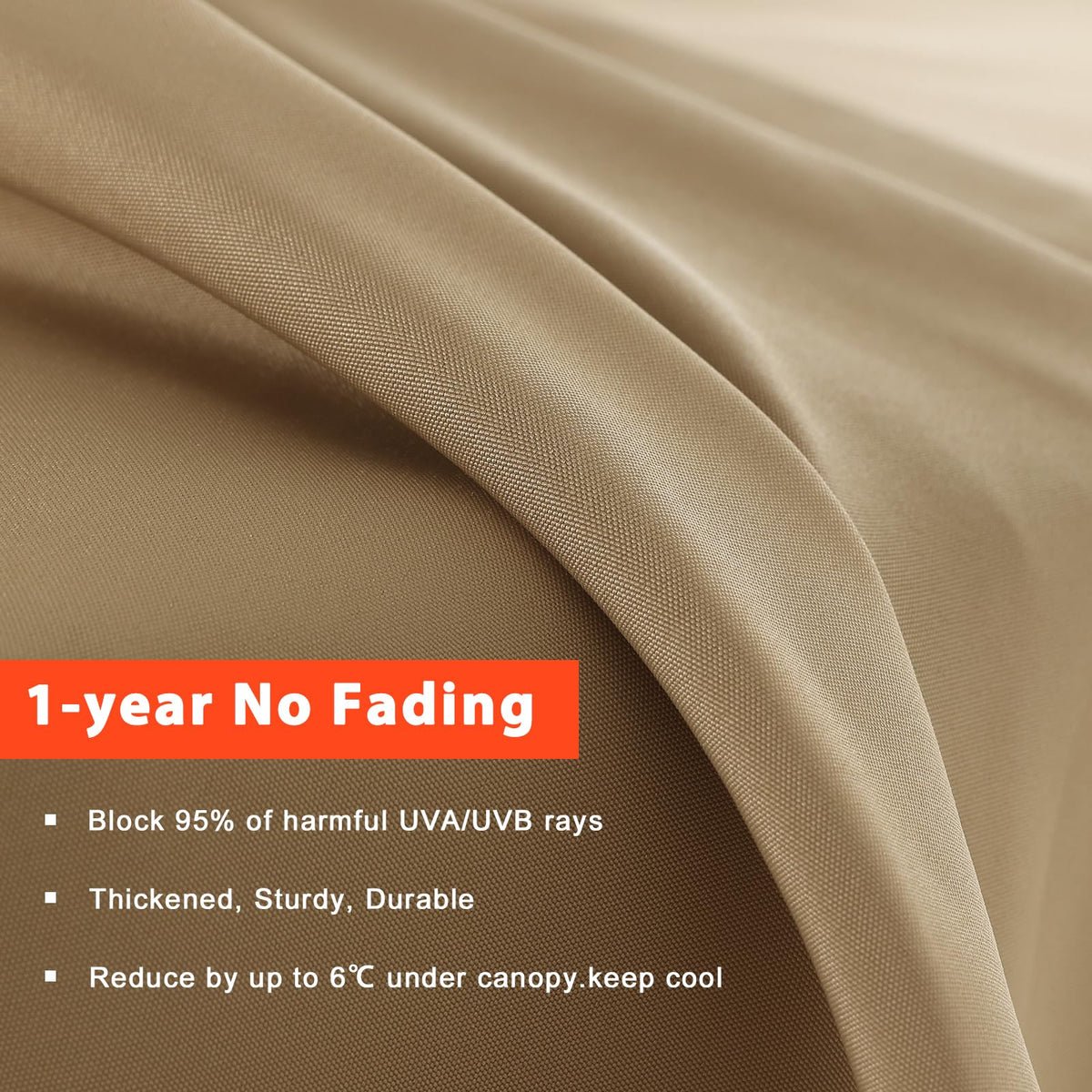 Mastercanopy replacement canopy close-up shows sturdy double-layer stitching.